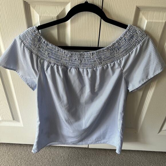 Alice Blue for StitchFix Malika Off The Shoulder Shirt with Floral Embroidery M - Picture 9 of 9